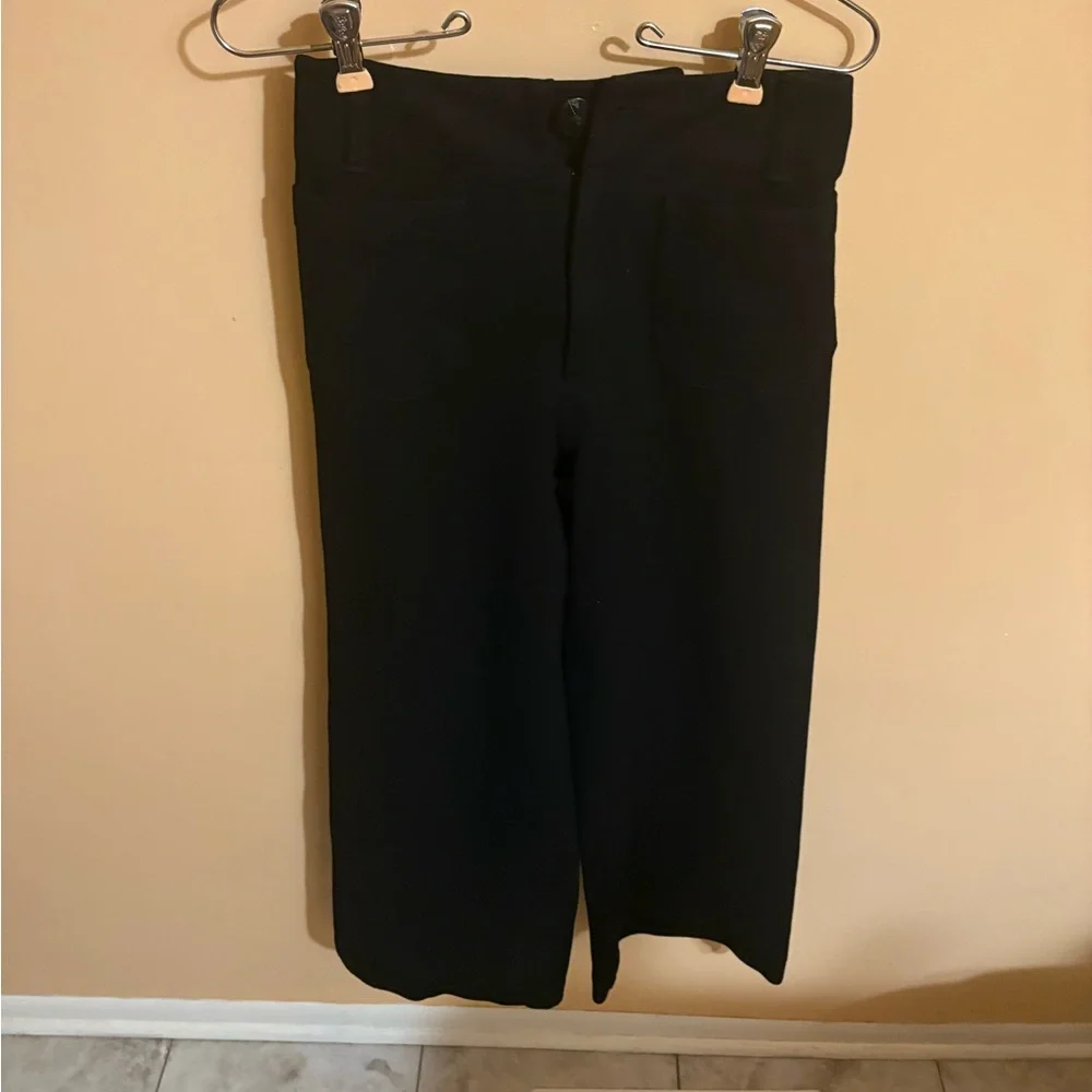 Anthropologie Maeve Colette Ponte Crop Wide-Leg Black Pants - Picture 4 of 6